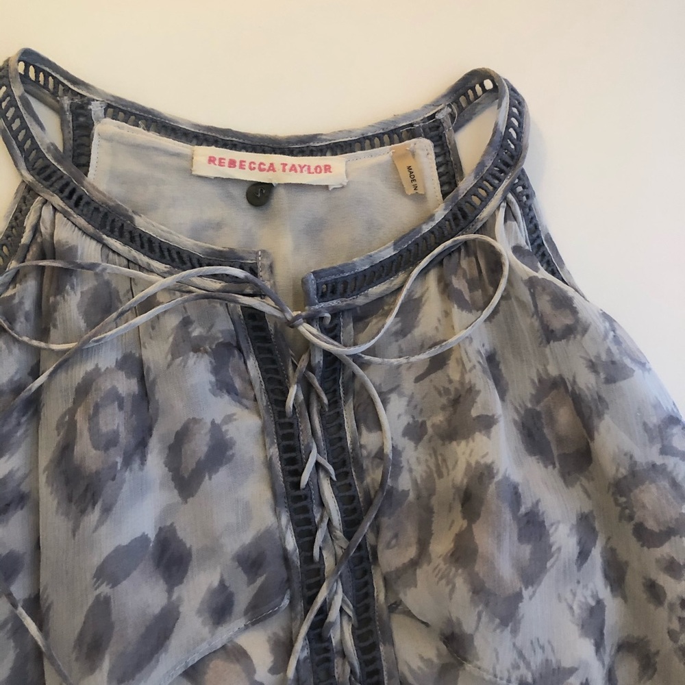 Rebecca Taylor Silk Leopard Print Top - Picture 4 of 9